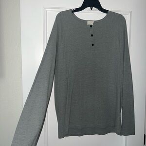 Gray Long Sleeve Henley Shirt